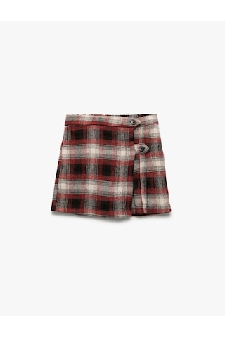 Koton Beli Lastikli Pileli Ekoseli Kırmızı Kız Çocuk Etek 6wkg40029aw Kırmızı