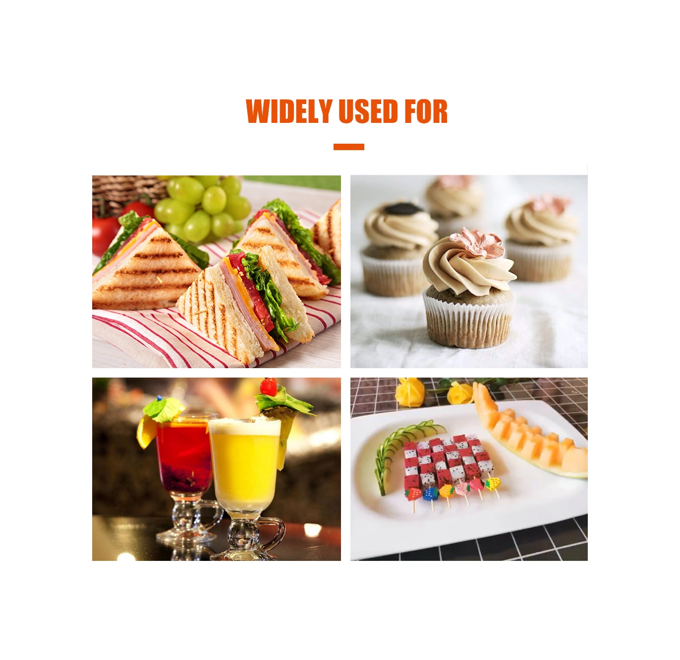 Youmex Bambu Meyve Çataları 100 Adet - Renkli Çilek Desenli, Kokteyl, Sandviç Ve Tatlı İçin Güvenli Ve Şık Kullanim Diğer