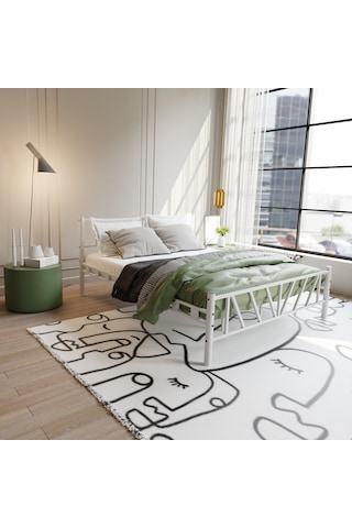 Gardenya Çift Kişilik Metal Karyola A Kalite, Ses Çıkarmaz ,ölçülü Model Karyola Beyaz