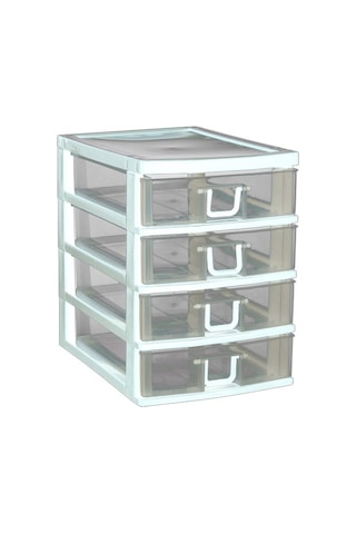 4 Gözlü Plastik Takı Bileklik Organizer Çekmece Beyaz - AL3186