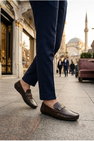 Pierre Cardin 90237 Rahat Esnek Hakiki Deri Erkek Loafer Ayakkabı Kahve