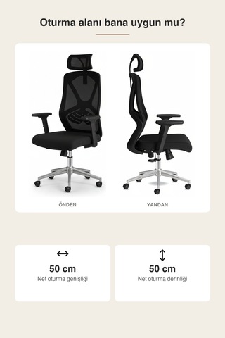 Upstyle Meltem Başlıklı Kumaş Ergonomik Çalışma Koltuğu Siyah 66 125 65 Cm