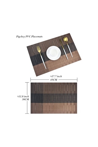 Hangfox Pvc Dokuma Isıya Dayanıklı Kaymaz Masa Örtüsü Seti - Gri Beyaz Degrade Desenli 4 Adet - 45x30 Cm - Temizliği Kolay - Ev Restoran Dekorasyonu Diğer