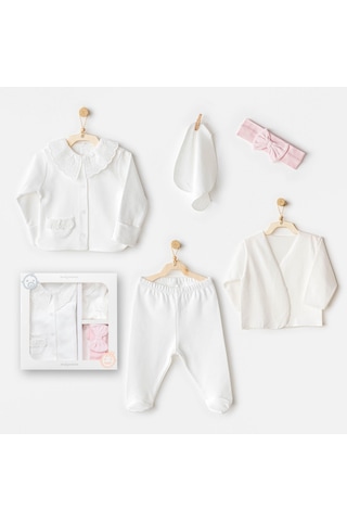 AndyWawa Kız Bebek Hastane Çikişi 5 Pcs Newborn Set Cuddly Bunny Bear Ac25650 Ekru-pembe Ekru - Pembe