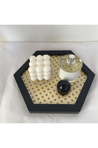 El Işi Ahşap Tahıl Rattan Tepsi Masaüstü Organizatör Dekor Aksesuarları Depolama Tepsisi Nordic Stil Ev Mutfak Depolama Tepsisi Depolama Tepsileri Altıgen Ahşap - Gri