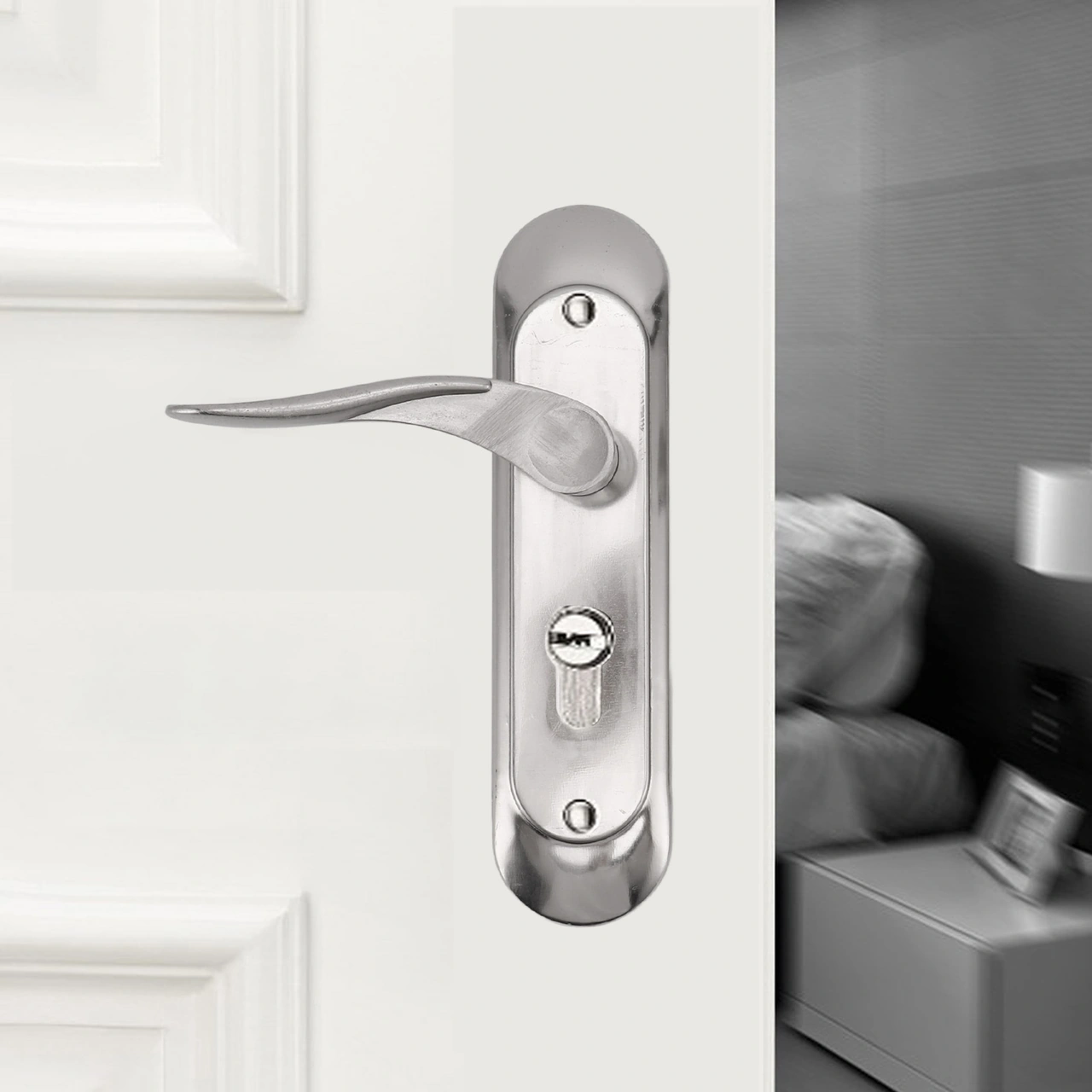 Geeroyoo Stainless Steel Odun Kapı Kilidi - Ev İçi Yatak Odası Kilit Seti, Dayanıklı Konstruksiyon, Kolay Kurulum, Ev Genel Kullanım