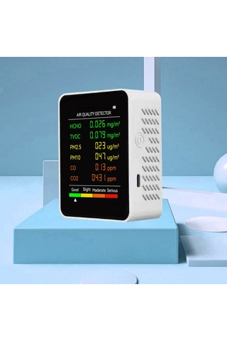 Lepmerk 6 1 Pm2.5 Pm10 Hcho Tvoc Co Co2 Çok Fonksiyonlu Hava Siyah
