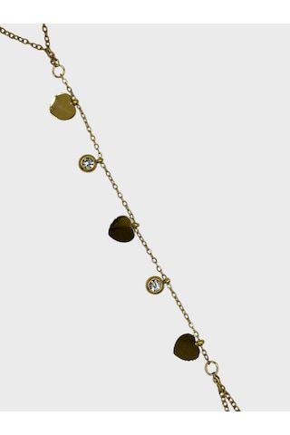 Arnes Jewelry Çelik Zirkon Taşlı Kalpli Şahmeran Bileklik Ar583nes Gold