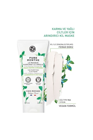 Yves Rocher Pure Menthe Karma ve Yağlı Ciltler İçin Kil Maskesi 75 ML