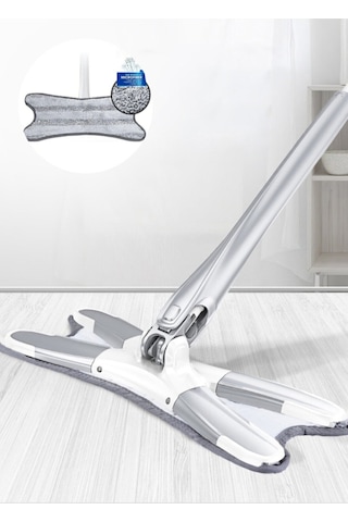 Ekostem 360 Derece Dönebilen Kendinden Sıkmalı X Mop Beyaz - Gri