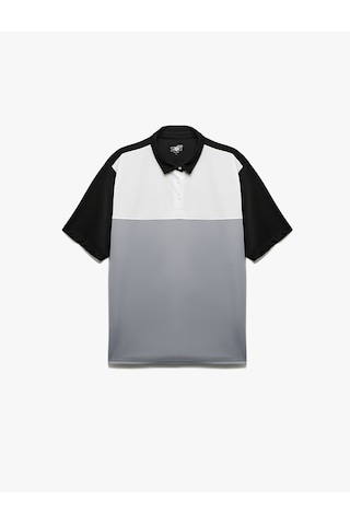 Koton Kısa Kollu Polo Yaka Renk Bloklu Oversize Spor Tişört Siyah 5sam10043nk Siyah