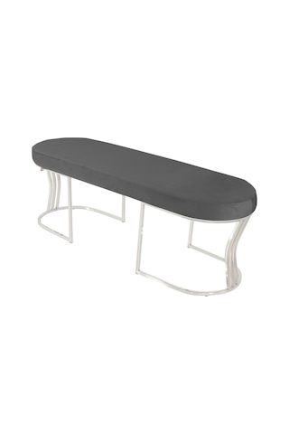 Viego Silver Smooth- Gri Kapitoneli Model Puf & Bench & Koltuk- Oturak-uzun Makyaj Puff-yatak Odası Ucu &önü