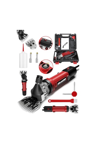 Dragro Alman Drg-4200w Devir Ayarli Bakir Sargili Çelik Şanzuman Koyun Keçi Kirkma Makinesi -kırmızı