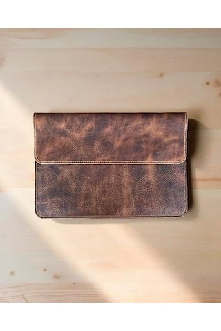 Hakiki Deri Macbook Uyumlu Kılıfı 13-14 İnç Gerçek Deri Premium Macbook Uyumlu Çantası, Macbook Uyumlu Air, Macbook Uyumlu Pro - Mess Collection Taba 13/14 İnç