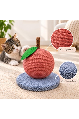 Dekoratif Kedi Tırmalama Oyuncağı, Halat Sarımlı Portakal Tasarım, Tabanlı Kedi Tırmalama Ve Oyun Ürünü Pemb