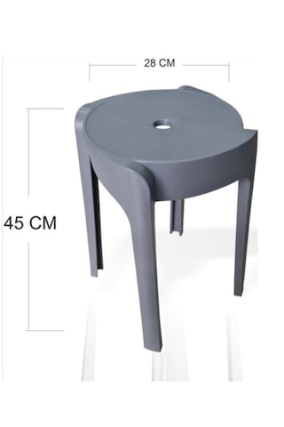 12 Li Sert Plastik Kırılmaz Hafif 45 Cm Banyo Balkon Bahçe Taburesi Koyu Gri