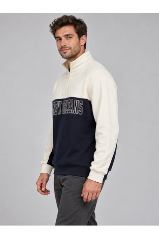 We&me Regular Fit Yarım Fermuarlı Dik Yaka Basic Sweatshirt Çok Renkli