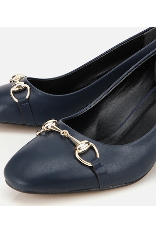 Hotiç Kadın Lacivert Gold Tokalı Kalın Topuklu Ayakkabı 01ayh314840a680 01ayh314840a680 Lacivert