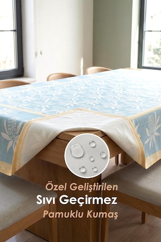 Dekoratif Baskılı Mutfak Salon Masa Örtüsü 150x220 Cm Sıvı Geçirmez Ev Sunum Sofra Örtüsü Botany Diğer