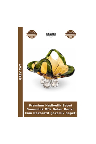 Premium Hediyelik Sepet Sunumluk Ofis Dekor Renkli Cam Dekoratif Şekerlik Sepeti