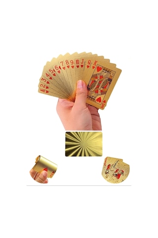 Altın Oyun Kartı Altın Iskambil Kağıdı Gold Poker Kartı Gold Oyun Kağıdı Plastik Su Geçirmez Kart