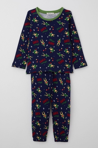 Breeze Erkek Bebek Pijama Takımı Eğlenceli Noel Baba Desenli 9 Ay-3 Yaş, Lacivert Lacivert