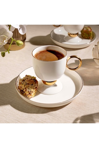 Nehir Karmen 6 Kişilik 12 Parça Porselen Kahve Fincan Takımı