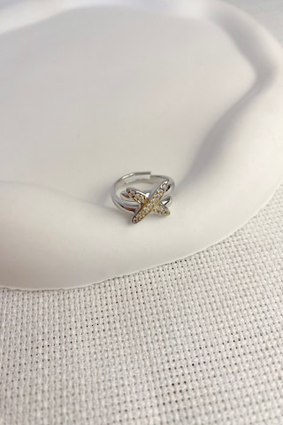 Kadın Yüzük Özel Seri Sarmal Model Zirkon X Yüzük Gold - Gümüş