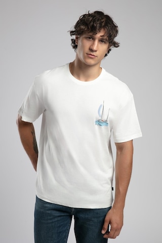 Lee Cooper Kelvin Erkek %100 Pamuk O Yaka T-shirt Ekru-19933 Ekru