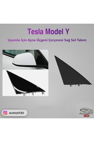Tesla Model Y 2020-2023 Uyumlu Ayna Üçgeni Çerçevesi Sağ Sol Takım