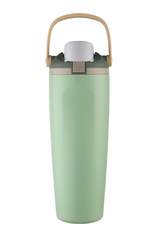 Taşınabilir Zıplama Termos Bardağı, Kilitli Tokalı, Çift İçme Spor Su Bardağı Yeşil