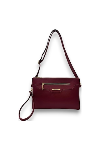 Sanmorris Kadın Suni Deri Ayarlanabilir Çapraz Ve El Askılı Portföy, Clutch Çanta S-1360 Bordo