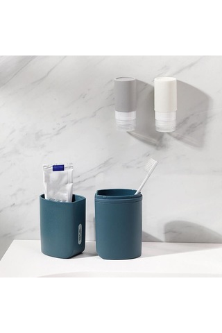 Sones İş Seyahatleri İçin Taşınabilir Diş Fırçası Kapları Kapaklı Yaratıcı Ağız Suyu Kapları, Stil: Alt Şişe Olmadan Koyu Mavi