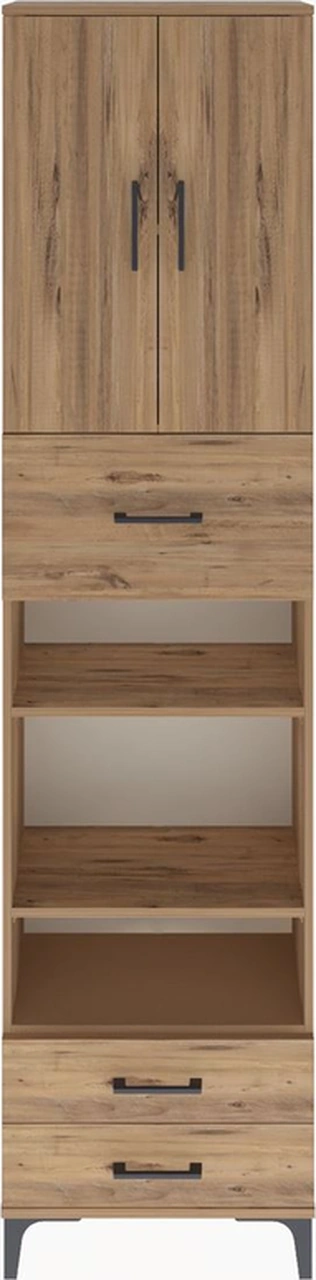 Arges Dolap 5 Raflı 3 Çekmeceli 2 Kapaklı 60x30x243 Çam-çam Çam