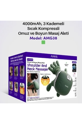 Auhma Amg38 Şarjlı Isıtmalı Boyun Ve Omuz Masaj Aleti 3d Yoğurma Derin Doku Shiatsu Masaj Cihazı 45 C Heat Therapy Varsayılan
