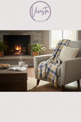 Yumuşacık Scotch Battaniye 150 200 Cm Sıcak, Şık Ve Konforlu Tasarım Lacivert - Sarı