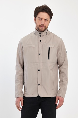 Sivaist Erkek Açık Krem Regular Uzun Mevsimlik Pamuk Polyester Karışımlı Safari Mont - Taş Rengi Taş