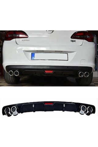 Opel Astra J Sedan Siyah Difüzör 4 Krom Egzoz Görünümlü Difizör Arka Ek Body Kit