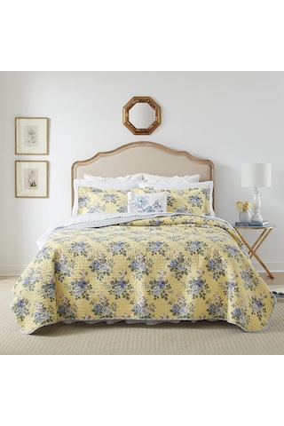 Laura Ashley Linley Yorgan Takımı, King Boyut Nevresim Takımı Sarı 96x108