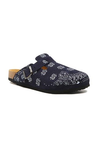 Comfortfusse Folk Capri - Erkek Ortopedik Deri Sabo Terlik Lacivert Süet Deri
