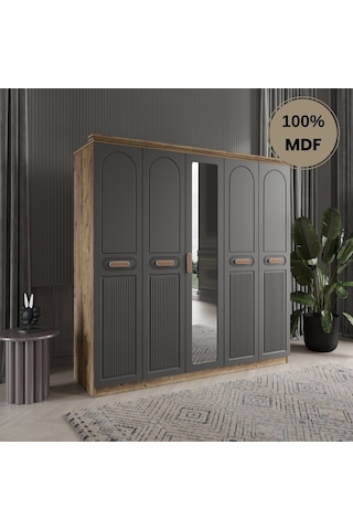 Pera 5 Kapak Mdf Gardırop Antrasit