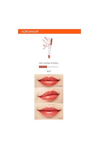 Missha Silky Lasting Lip Pencil İpeksi Dokuda Kalıcı Dudak Kalemi BR02/Salsa Red