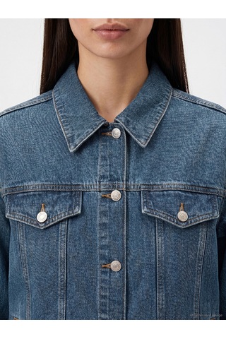 Lcw Everyday Mavi Gömlek Yaka Oversize Kadın Jean Ceket