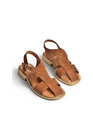 Fox Shoes Y291880002 Taba Hakiki Deri Süet Kadın Sandalet