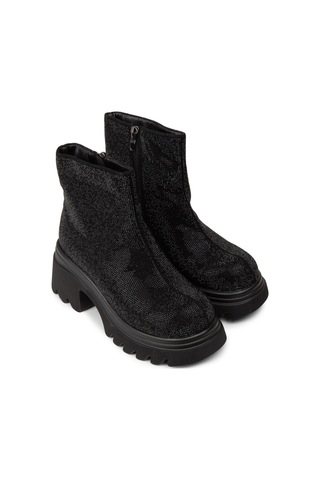 Deery Kadın Siyah Taşlı Fermuarlı Bot - K2056zsyhc01 Siyah