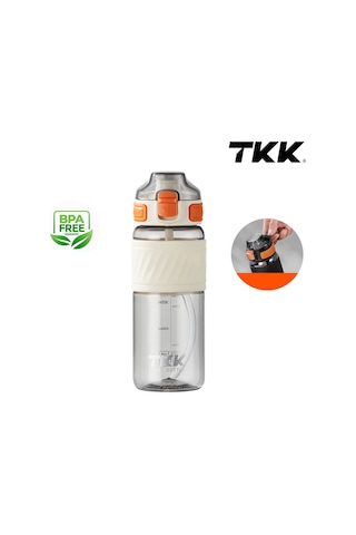 Tkk T1025 Çift Kullanım Pipetli/rahat İçim Beyaz Tritan Matara 600ml