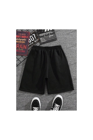 Tarzsokak Y2k Unisex Yaz Şort Bermuda Harajuka Anime Retro Kod-11397 Siyah