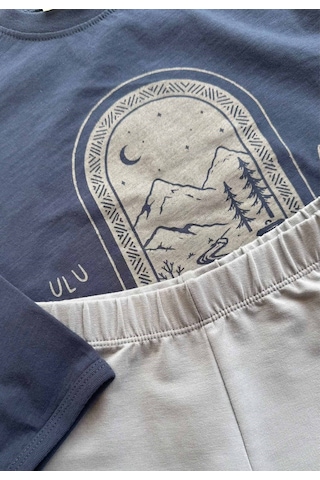 Cigit Oversize Uzun Kollu T-shirt Takım 2-8 Yaş Lacivert
