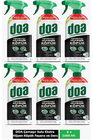 Doa Çamaşır Sulu Hijyenik Köpük Fayans Ve Derz Temizleyici Ekstra Hijyen 1 Lt X 6 Adet 6'lı Set