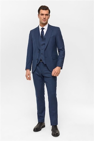 SÜVARİ Lacivert Slim Desenli Sivri Yaka 6 Drop Yelekli Takım Elbise Lacivert